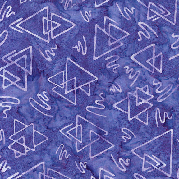 Island Batik Triangles And Squiggles Purples Heather Batik Fabric