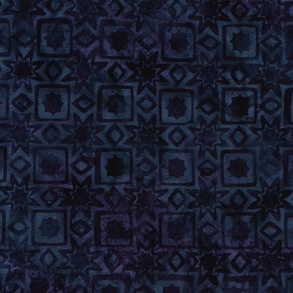 Island Batik Refections Star Pattern Blue Purple Batik Fabric