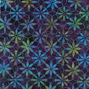 Island Batik Refections Geo Flower Purple Batik Fabric