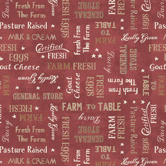 Wilmington Prints Farmhouse Chic Red Word Toss Fabric ONLINE PURCHASE ONLY
