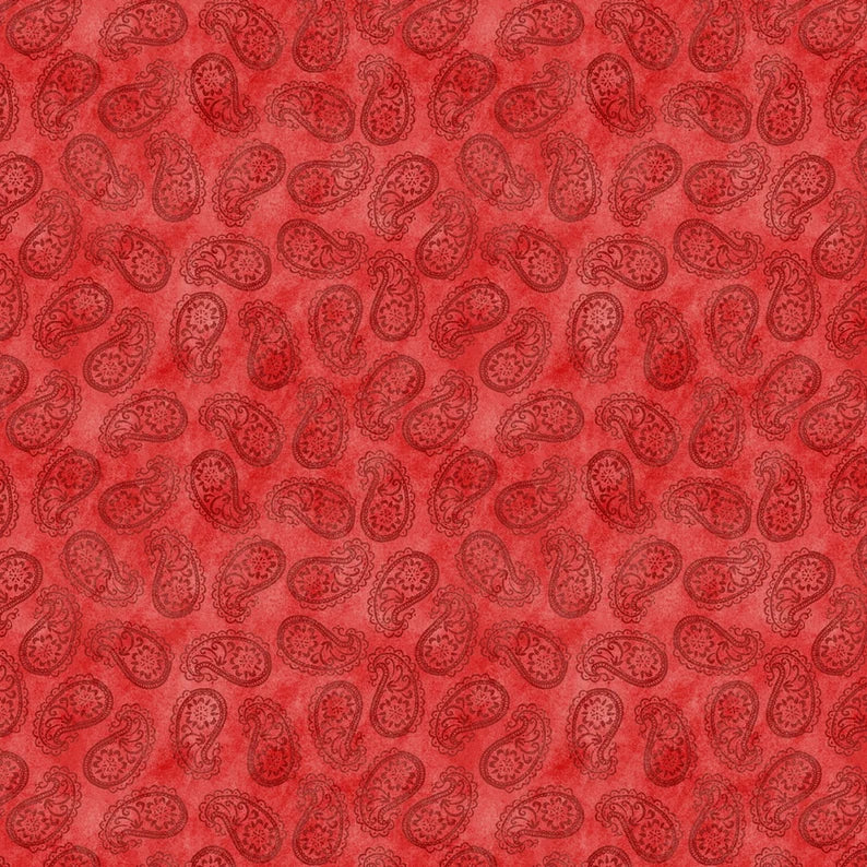 Wilmington Prints Savor The Gnoment Paisley Red Fabric ONLINE ONLY