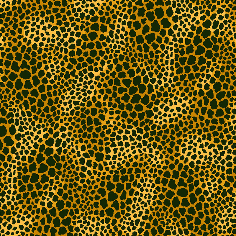 Clothworks Earthsong Dark Gold Leopard Spots Fabric