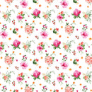 Clothworks Flourish Tossed Floral White Fabric