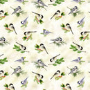 Clothworks Snowman Christmas Digital Birds Butter Fabric