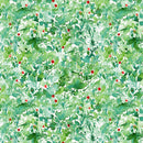 Clothworks Snowman Christmas Foliage Mint Fabric