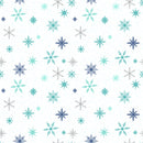 Clothworks Snowdrift Digital Snowflakes White Fabric