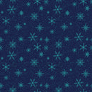 Clothworks Snowdrift Digital Snowflakes Navy Fabric