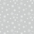 Clothworks Snowdrift Digital Snowflakes Light Gray Fabric