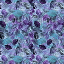 Clothworks Midnight Dreams Digital Leaves Aqua Fabric
