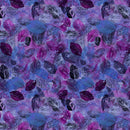 Clothworks Midnight Dreams Digital Leaves Eggplant Fabric