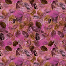 Clothworks Midnight Dreams Digital Leaves Raspberry Fabric