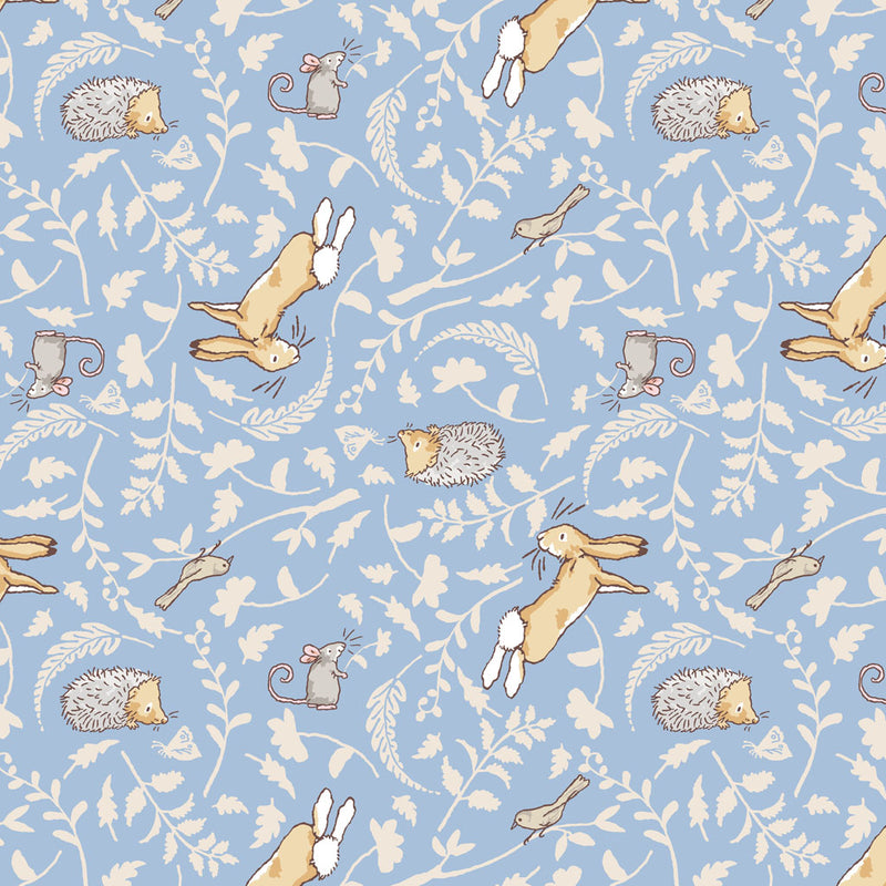 Clothworks Guess How Much I Love You Bunny Moons Denim Flannel Fabric