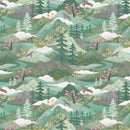 Clothworks Serenity Digital Mountains Dark Mint Fabric