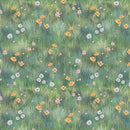 Clothworks Serenity Digital Wildflowers Green Fabric