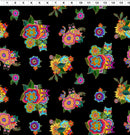 Clothworks Fantasticats Digital Hidden Cats Black Metallic Fabric