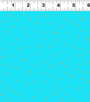 Clothworks Fantasticats Digital Gold Triangles Aqua Fabric