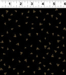 Clothworks Fantasticats Digital Gold Triangles Black Fabric