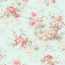 PREORDER Clothworks Charlotte Cottage Floral Light Turquoise Fabric