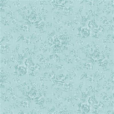 PREORDER Clothworks Charlotte Tonal Roses Dark Turquoise Fabric