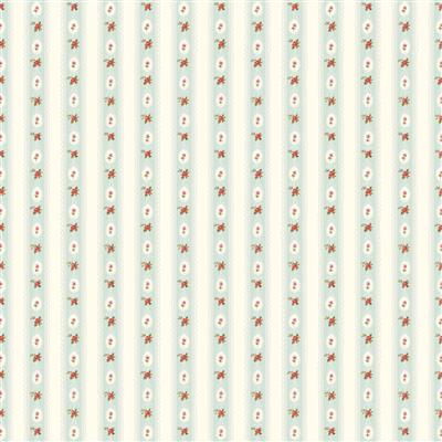 PREORDER Clothworks Charlotte Ribbon Stripe Turquoise Fabric