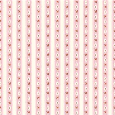 PREORDER Clothworks Charlotte Ribbon Stripe Pink Fabric