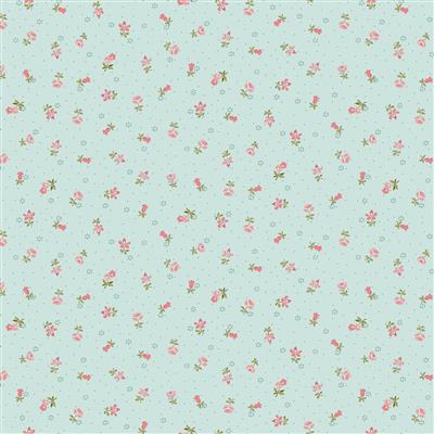 PREORDER Clothworks Charlotte Ditsy Floral Turquoise Fabric