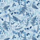 Clothworks Naturescape Ferns Pale Blue Fabric