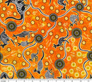 M&S Textiles Kangaroo Dreaming 2 Orange Fabric