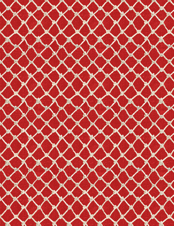Wilmington Prints At The Helm Fishing Net Red Fabric