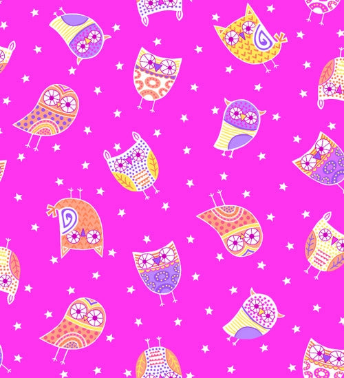 A.E. Nathan Co. Comfy Flannel Owls Pink Fabric