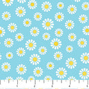 Northcott Spring Chickens Daisies Aqua Fabric