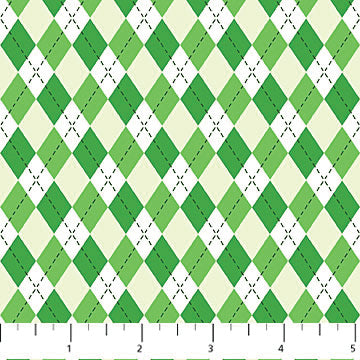 Northcott Love And Luck Argyle Green Fabric