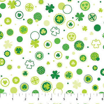 Northcott Love And Luck Lucky Charms White Fabric