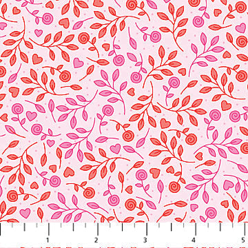 Northcott Love Is In The Air Roses Pink Fabric