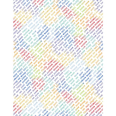 Wilmington Prints Feeline Good Pattern Diagonal Words Color White 1031-84451-934