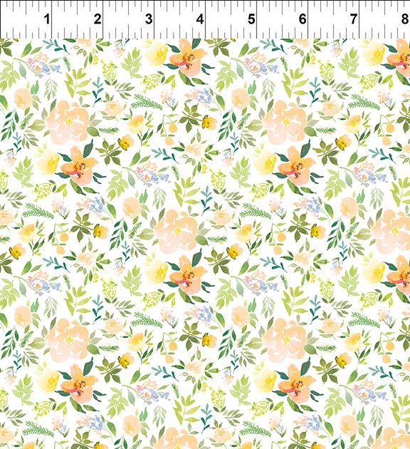 In The Beginning Fabrics Watercolor Beauty Sprigs Peach Fabric