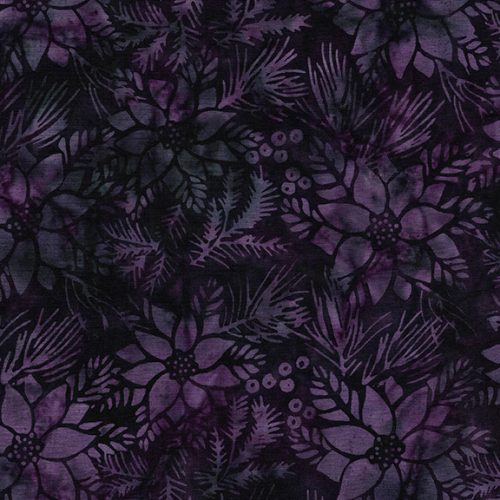 Island Batik Plum Pudding Poinsettia Blackberry Batik Fabric