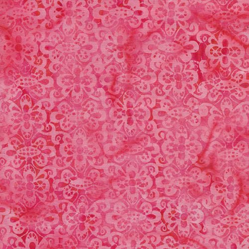Island Batik Lace & Grace Floral Swirl Lace Coral Batik Fabric
