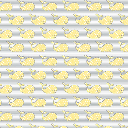Benartex Adorable Alphabet Adorable Whale Yellow/Grey Fabric