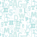 Benartex Adorable Alphabet Tonal Alphabet Light Teal Fabric