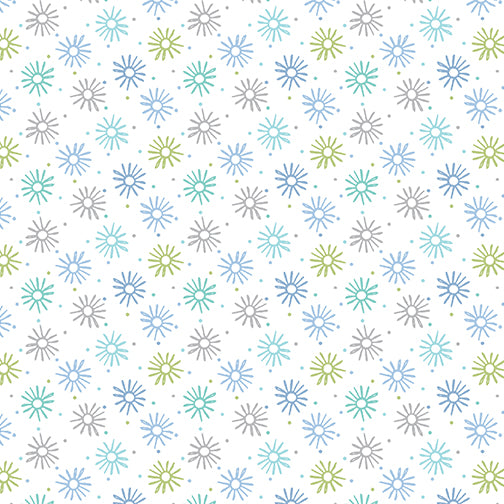 Benartex Adorable Alphabet Pinwheel Teal/White Fabric