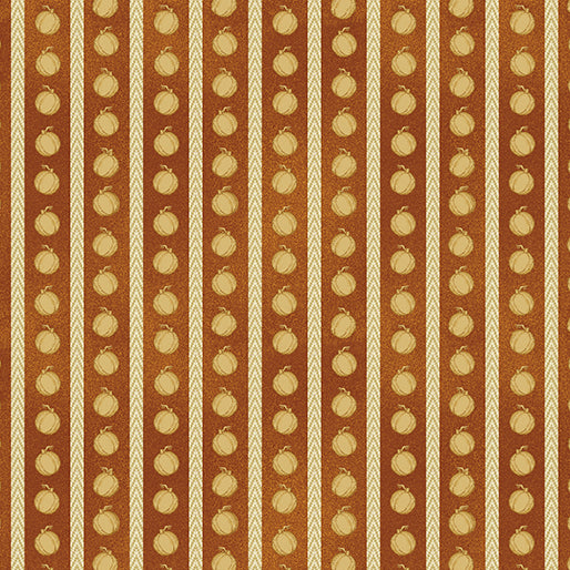 Benartex A Very Wooly Autumn Pumpkin Stripe Spice Cotton Fabric