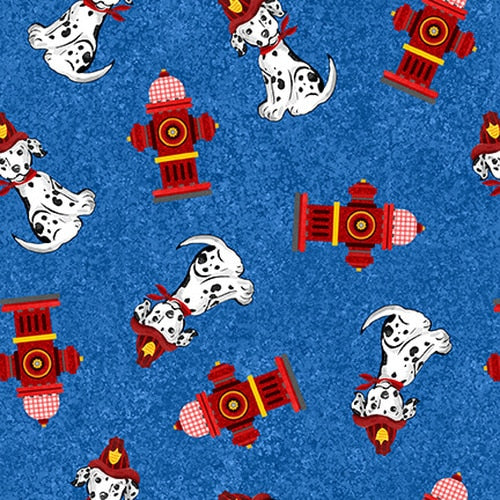 Blank Quilting Everyday Hero Pattern Dalmatians And Hydrants Color Blue 1347-77