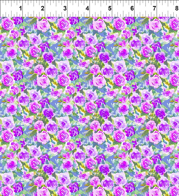 In The Beginning Fabrics Watercolor Beauty Rose Purple Fabric