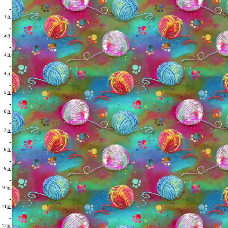 3 Wishes Fabric Good Kitty Yarn 16544-MLT-CTN-D