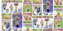 3 Wishes Fabrics Party Animals Digital Print By Connie Haley Pattern Animal Phrases Color White 17320-WHT
