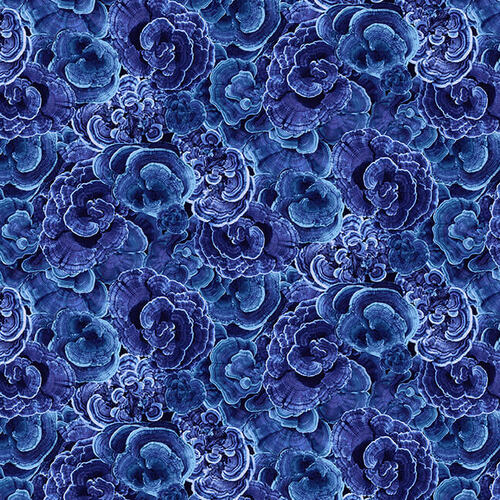 Blank Quilting Natural Beauties Tree Mushroom Blue Digital Print Fabric
