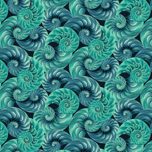 Blank Quilting Natural Beauties Sea Shell Jade Digital Print Fabric