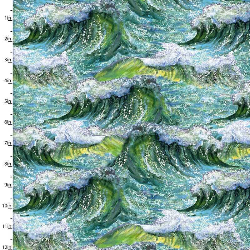3 Wishes Fabrics Call Of The Sea Waves Multi Fabric