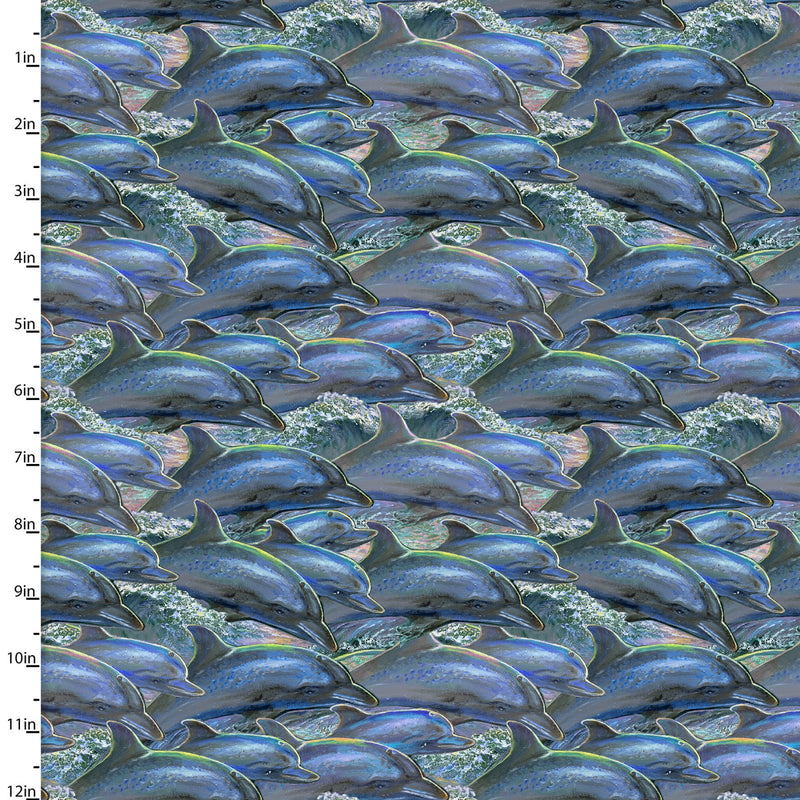 3 Wishes Fabrics Call Of The Sea Dolphins Multi Fabric